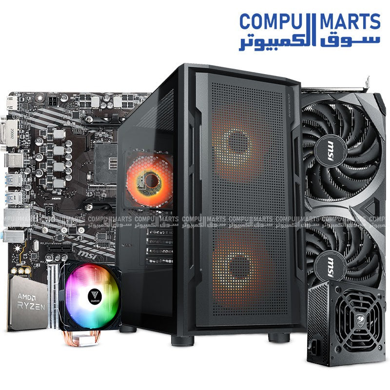 High-performance Gaming PC Bundle with Ryzen 7 5700X, RTX 3060, 32GB RAM, NVMe SSD, MSI B550M, Cougar RGB Case, and Gamdias Cooler – Available in Egypt