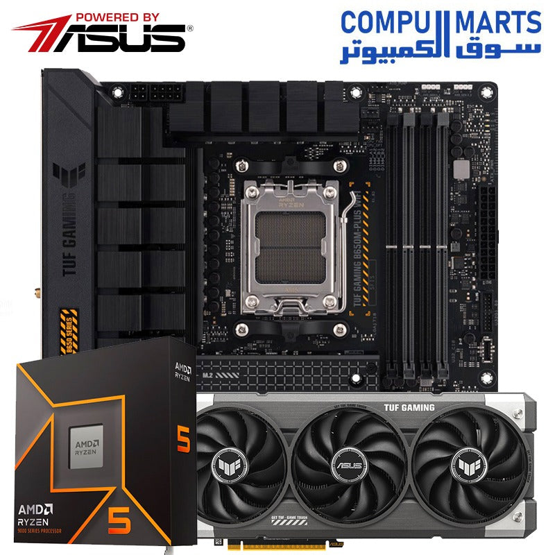 ASUS TUF Gaming Bundle – Ryzen 5 9600X CPU + TUF B650M-PLUS WiFi Motherboard + TUF RTX 5060 8GB GPU – High Performance Gaming PC Egypt