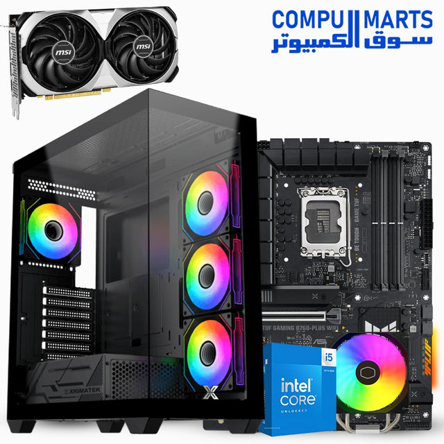تجميعة كمبيوتر جيمينج بمعالج i5 14600KF وكارت شاشة RTX 4070 ورامات 32 جيجا و SSD 1TB – مصر