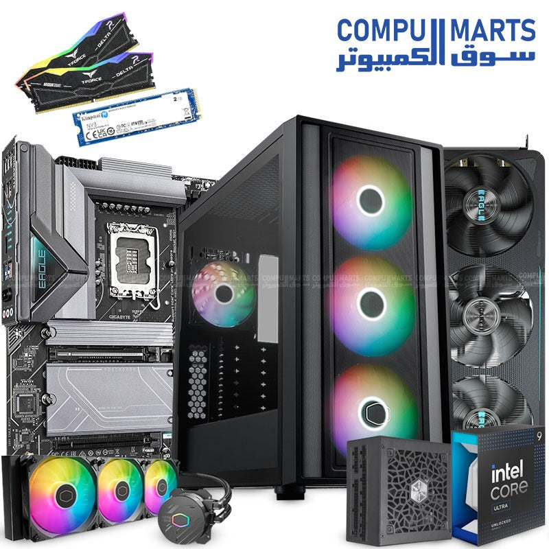 ALEXANDRE P ULTRA Gaming PC โ Intel Core Ultra 9 285K Processor + Z890 DDR5 Motherboard + NVIDIA GeForce RTX 5070 or RTX 5080 GPU + 64GB DDR5 RAM + 2TB NVMe SSD + 360mm AIO Liquid Cooler + 1300W 80+ PSU โ Ultra High-End Performance Build โ Egypt