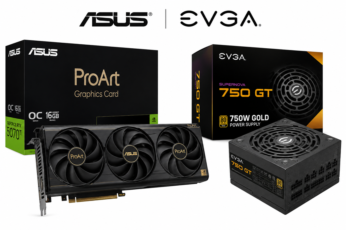 BOSTAN BRANCH BUNDLE 1 ASUS ProArt GeForce RTX 5070 Ti 16GB PROART-RTX5070TI-O16G + EVGA SuperNOVA 750 GT 750W 80 Plus Gold Fully Modular PSU Bundle