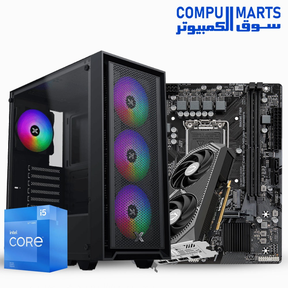 Core i5-12400F Gaming PC Bundle with RTX 5060 ZOTAC, 16GB RAM, 240GB SSD, H610M, XIGMATEK Case