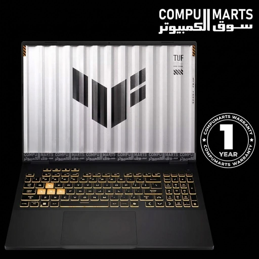 ASUS TUF Gaming F16 TUF608JPR-RV084 gaming laptop in Jaeger Gray with Intel Core i7-14650HX, NVIDIA GeForce RTX 5070 8GB GDDR7 GPU, and 16-inch FHD+ 165Hz display