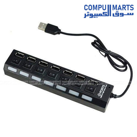 7-Port USB Hub with Individual Power Switches and LED indicators โ High-Speed USB 2.0 Expansion for Laptop and Desktop