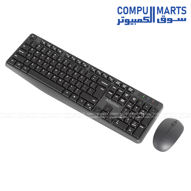 Meetion MT-CW235 combo with 104-key membrane keyboard, 3-button mouse, and 1200 DPI optical sensor.