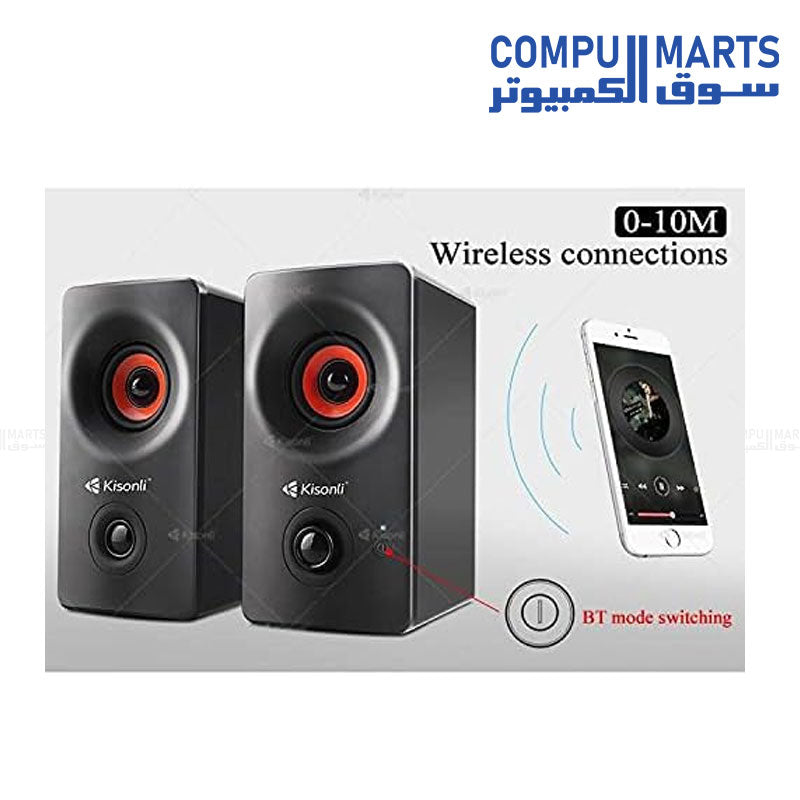 Kisonli AC-9002BT Bluetooth Speaker – Wireless Stereo Sound with LED Light