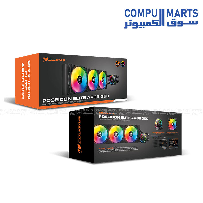 Poseidon Elite ARGB – Liquid CPU Cooler – Intel AMD – RGB Fans – 240mm or 360mm Radiator – High-Performance Cooling