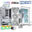 ASUS TUF White Gaming PC build featuring Ryzen 7 9700X processor, RTX 5070 Ti 16GB graphics card, 32GB DDR5 RAM, 1TB NVMe SSD, and TUF components in a white