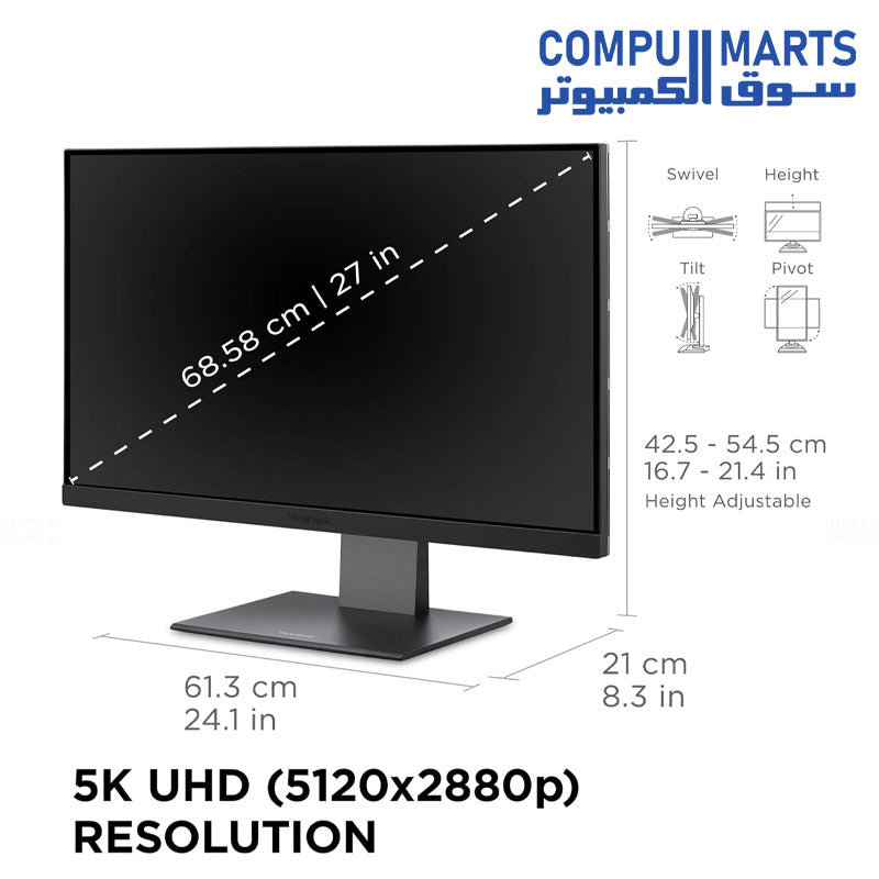 ViewSonic -ColorPro- VP2788-5K -27-inch -5K -Thunderbolt -4 monitor -with-99% -DCI-P3