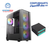 Antec AX65 gaming case with 4 ARGB fans and Atom V450 power supply