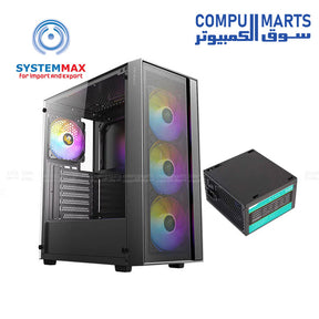 Antec AX65 gaming case with 4 ARGB fans and Atom V450 power supply
