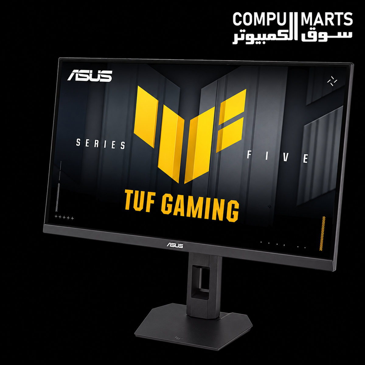 ASUS TUF Gaming VG27AQML5F gaming monitor angled profile highlighting its 4-way ergonomic stand and design