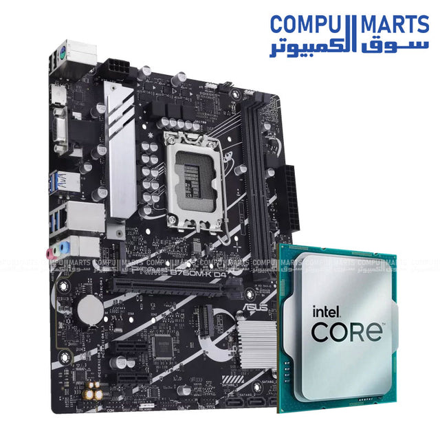 Intel Core i5-14400F processor paired with ASUS Prime B760M-K D4 motherboard bundle