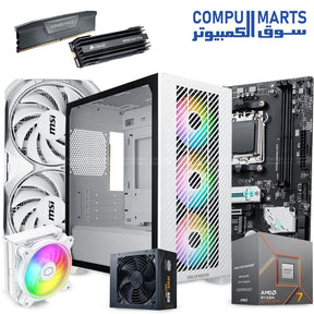 AMD Ryzen 7 8700F Processor + MSI GeForce RTX 4060 VENTUS 2X Graphics Card + B650M Gaming WiFi Motherboard + 16GB DDR5 5200MHz RAM + 500GB NVMe SSD + Elite 301 Lite White Case + 750W 80+ Bronze PSU + Cooler Master Hyper 212 Halo Air Cooler – White-Themed Mid-Range Gaming PC – Egypt

