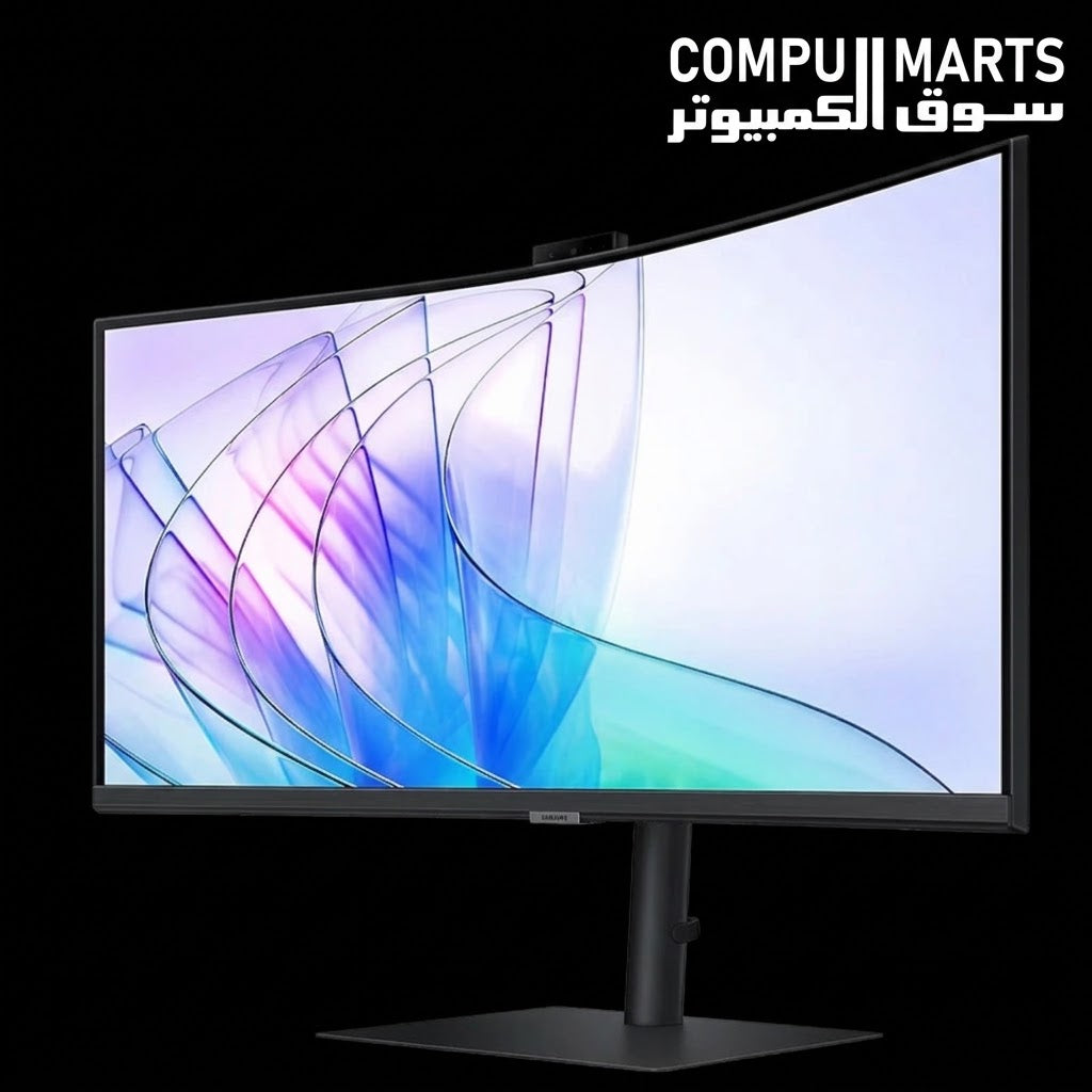 34-inch UWQHD curved monitor with 100Hz refresh rate, built-in 5MP camera and Ethernet support for users in Egypt