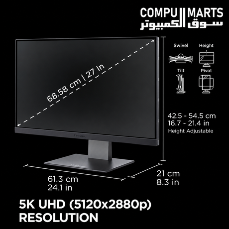 ViewSonic ColorPro VP2788-5K monitor featuring 99% DCI-P3 color accuracy and 100W Thunderbolt 4 charging