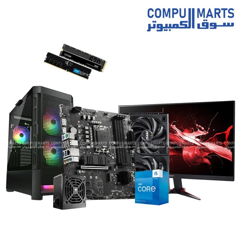 Milga Advance Gaming PC Bundle | i5‑14400F + RTX 5060 8GB + 16GB RAM + 500GB NVMe + 24″ 144Hz Monitor