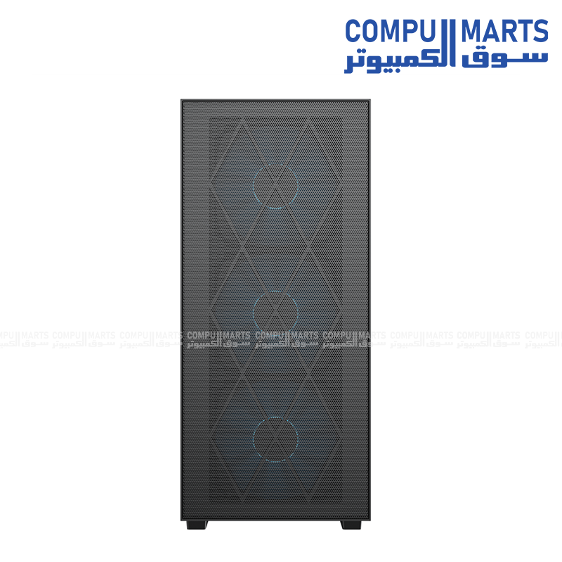 VELOX MAX E-ATX PC case with mesh front, tempered glass, ARGB fan control, and 850W power supply from Compumarts