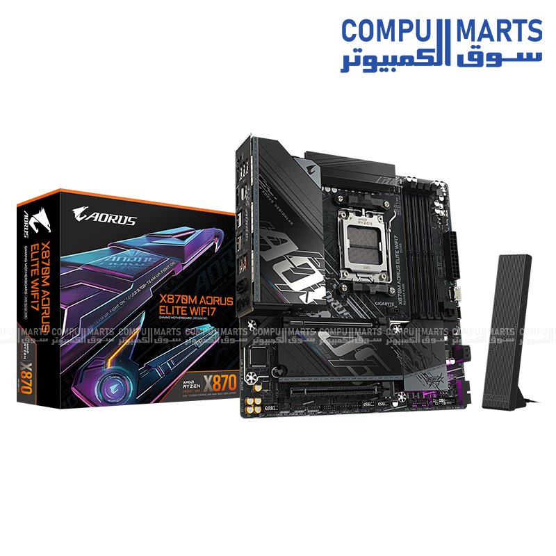 X870M AORUS ELITE WIFI7 Micro ATX Motherboard for AMD Socket AM5 with AMD X870 Chipset, DDR5 Support, Wi-Fi 7, USB4, PCIe 5.0
