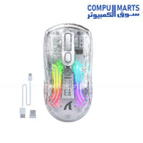 Attack Shark X2 transparent wireless RGB gaming mouse with 5 DPI levels.