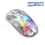 Attack Shark X2 transparent wireless RGB gaming mouse with 5 DPI levels.