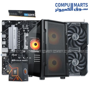 Custom Gaming PC Build – AMD Ryzen 5 7600, ASUS PRIME B650M Motherboard, NVIDIA RTX 4060 Ti 8GB, 16GB Crucial DDR5 5600MHz RAM, 512GB M.2 SSD, Cougar Uniface Case, 600W Power Supply – For Egypt