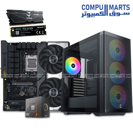 Gaming PC Bundle Ryzen 7 8700F with 32GB RAM, ASUS TUF B650 Plus WiFi, 512GB SSD Storage, 750W PSU, and 3 Graphics Card Options: ASUS Dual RTX 5060 Ti 8GB, RTX 5060 Ti 16GB, or RTX 5070 12GB – Egypt