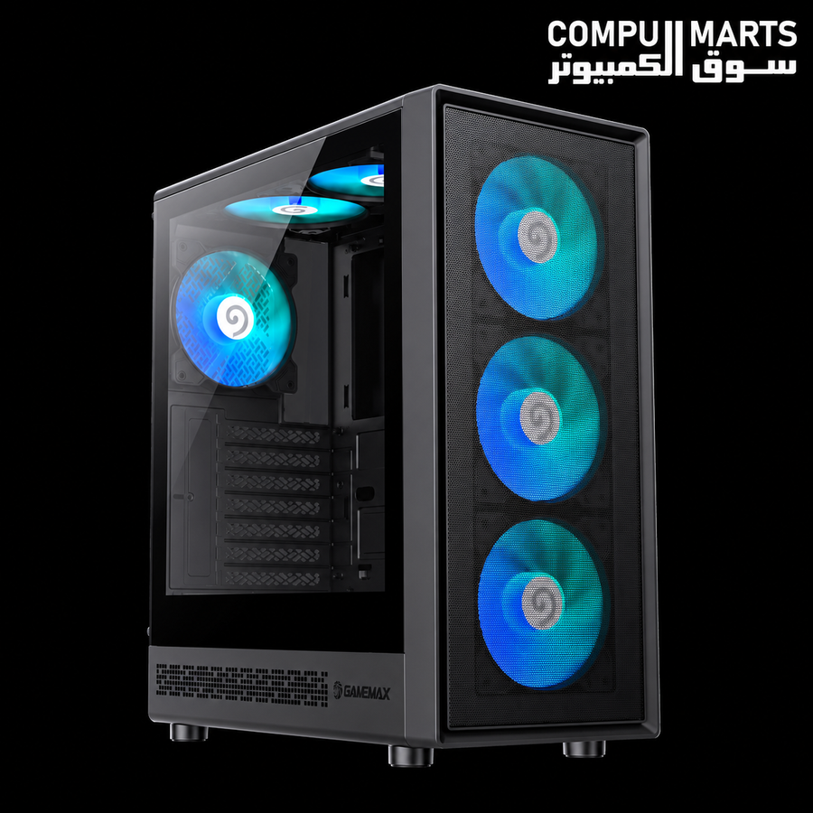 GAMEMAX Midi Tower PC Case with tempered glass side panel
