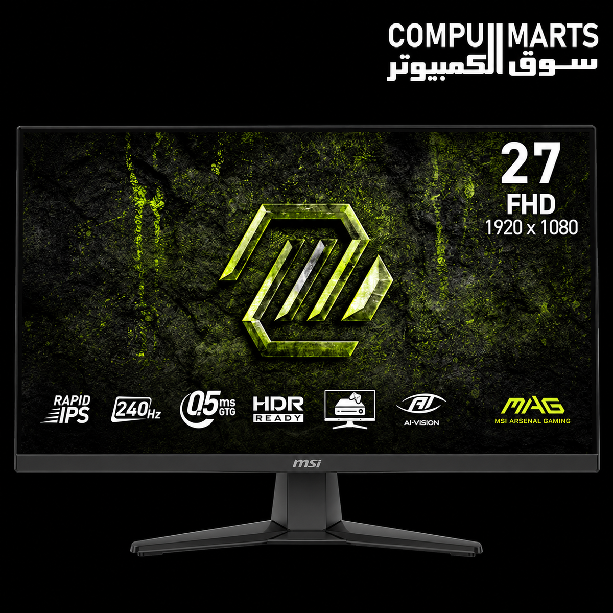 MSI 27 inch Gaming Monitor – Rapid IPS – 240Hz – 0.5ms – HDR – FHD – Black