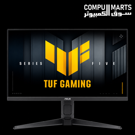 TUF Gaming Series 5 VG27AQME5F 27-inch QHD Fast-IPS panel monitor featuring 0.3ms response time and ELMB SYNC for reduced motion blur and clearer fast-paced visuals