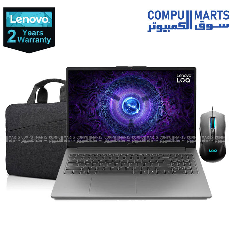 Lenovo LOQ 15IAX9E Essential 83LK0061ED  Laptop Core i7-12650HX 14 Cores - 16GB DDR5 - 512GB SSD - RTX 4050 6GB - 15.6 FHD 100% sRGB 144Hz -WIN 11 - 2Y Warranty - Mouse Gaming +LENOVO 15.6” Laptop Casual Toploader T210 Black-ROW