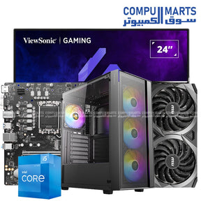 Gaming PC Bundle with Intel Core i5-12400F, RTX 3060 12GB, 16GB RAM, 256GB NVMe SSD, Antec AX65 Case, and ViewSonic XG2409 144Hz Monitor