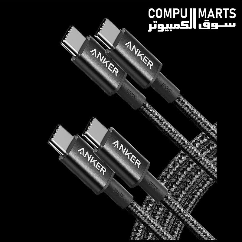 Anker 333 A8757611 USB-C to USB-C 100W Nylon Cable 1.8m Black