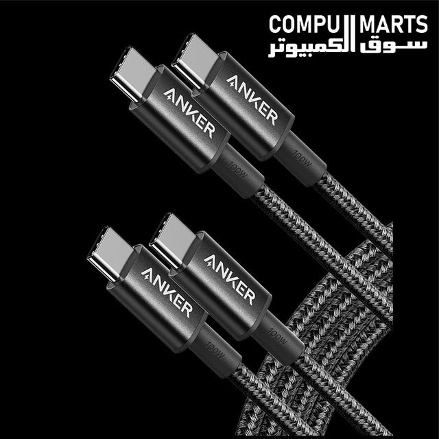 Anker 333 A8757611 USB-C to USB-C 100W Nylon Cable 1.8m Black