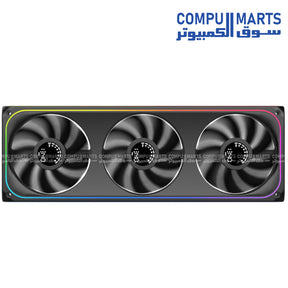 Xigmatek AERO DGT 360 liquid CPU cooler with Digital LED display, Four Side Infinity LED, 600-1500 RPM fan speed, and 42.74 CFM airflow