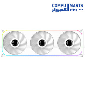 Close-up of the 360mm radiator and liquid cooling tubes designed for high cooling efficiency
