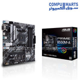 ASUS PRIME B550M-A AMD B550 Ryzen AM4 motherboard with dual M.2 support, PCIe 4.0 x16 slot, 1Gb Ethernet and mATX form factor available in Egypt