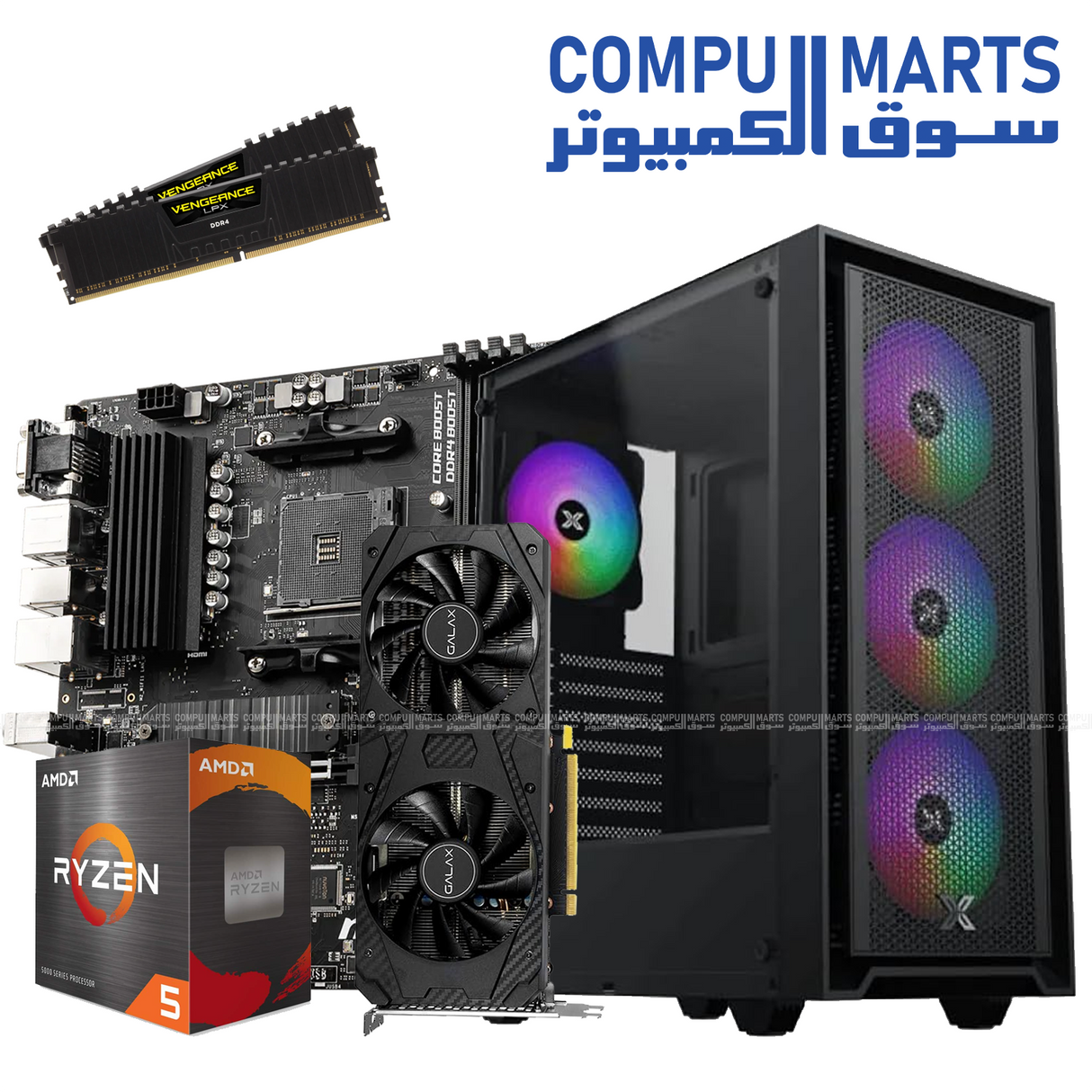 Ryzen 5 5600 Gaming PC Bundle – Desktop PC – AMD MSI GALAX Corsair – RTX 3060 16GB RAM 256GB NVMe High Performance Gaming Build