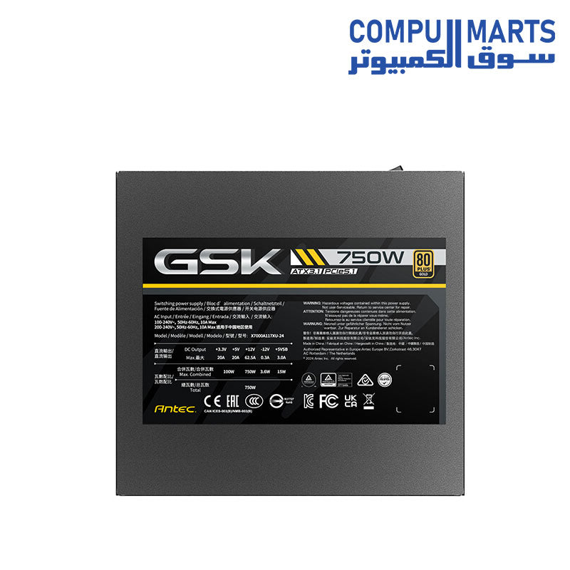 ANTEC GSK750 ATX3.1 750W 80 Plus Gold Fully Modular Power
