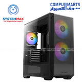 Antec NX416L mid-tower ATX gaming case with high-airflow mesh front panel, tempered glass side, 2 x 160mm ARGB fans and 1 x 120mm ARGB fan included, optimized cooling support
