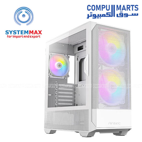 Antec NX416L mid-tower ATX gaming case with high-airflow mesh front panel, tempered glass side, 2 x 160mm ARGB fans and 1 x 120mm ARGB fan included, optimized cooling support