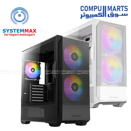 Antec NX416L mid-tower ATX gaming case with high-airflow mesh front panel, tempered glass side, 2 x 160mm ARGB fans and 1 x 120mm ARGB fan included, optimized cooling support