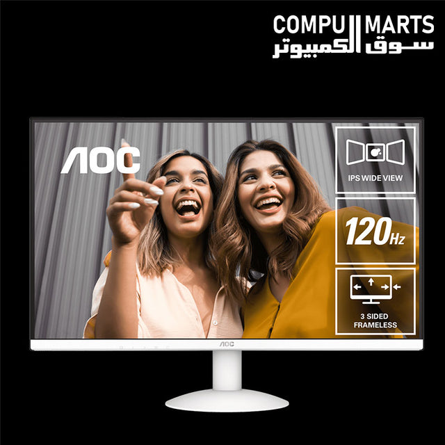 AOC 27-inch FHD IPS monitor with 120Hz native refresh rate and 1ms MPRT response time