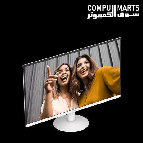 AOC 27-inch white monitor with IPS panel, 300 cd/m² brightness and 1000:1 static contrast ratio
