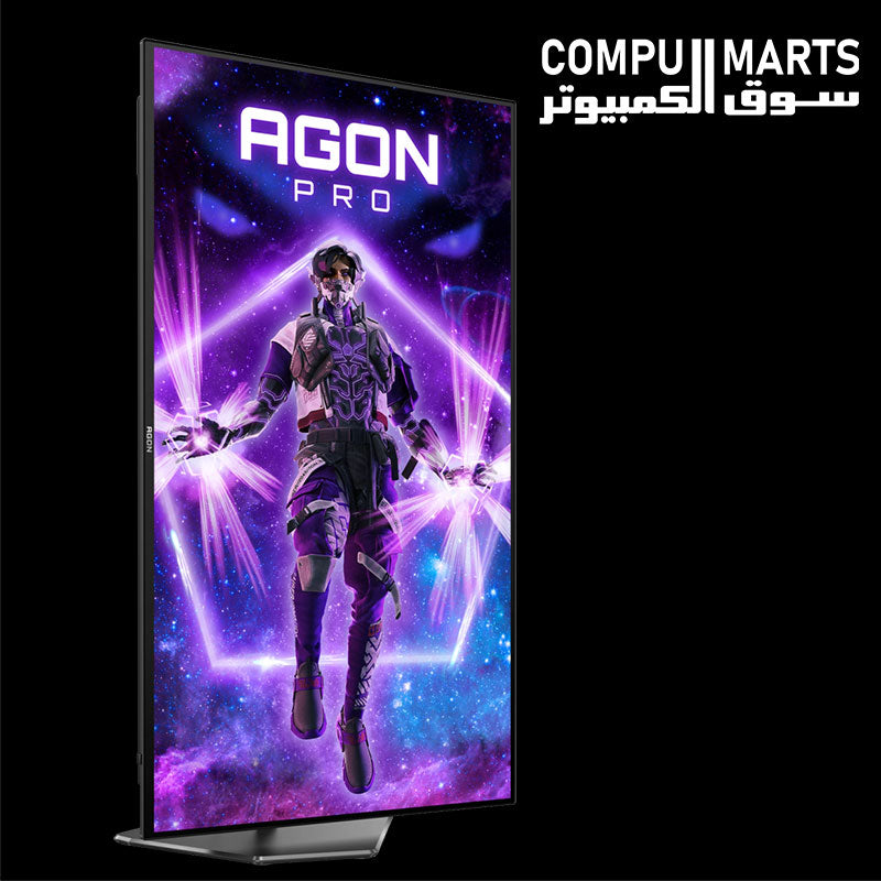 AOC AGON PRO AG276QZD OLED gaming monitor with 1,500,000:1 contrast ratio, up to 1000 cd/m² HDR brightness, and Delta E below 2 color accuracy.
