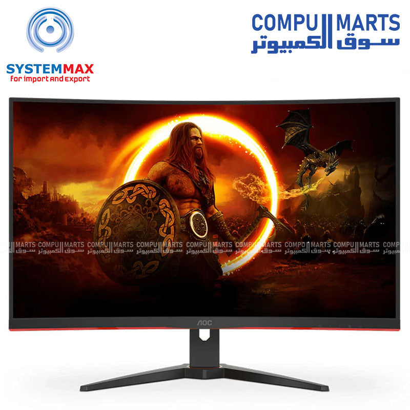 AOC C32G2ZE 32" Curved Frameless Gaming Monitor, Full HD 1920x1080, VA, 0.5ms 240Hz, AMD FreeSync Premium, DP/HDMI/VGA, VESA, 3-3-1 Re-Spawn Program, Xbox PS5 Switch,Black