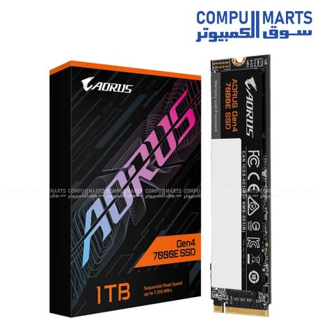 AORUS Gen4 7000E SSD 1TB PCI Express 4.0 x4 NVMe 1.4 M.2 2280 SSD with up to 7100 MB/s sequential read speed and up to 6100 MB/s sequential write speed