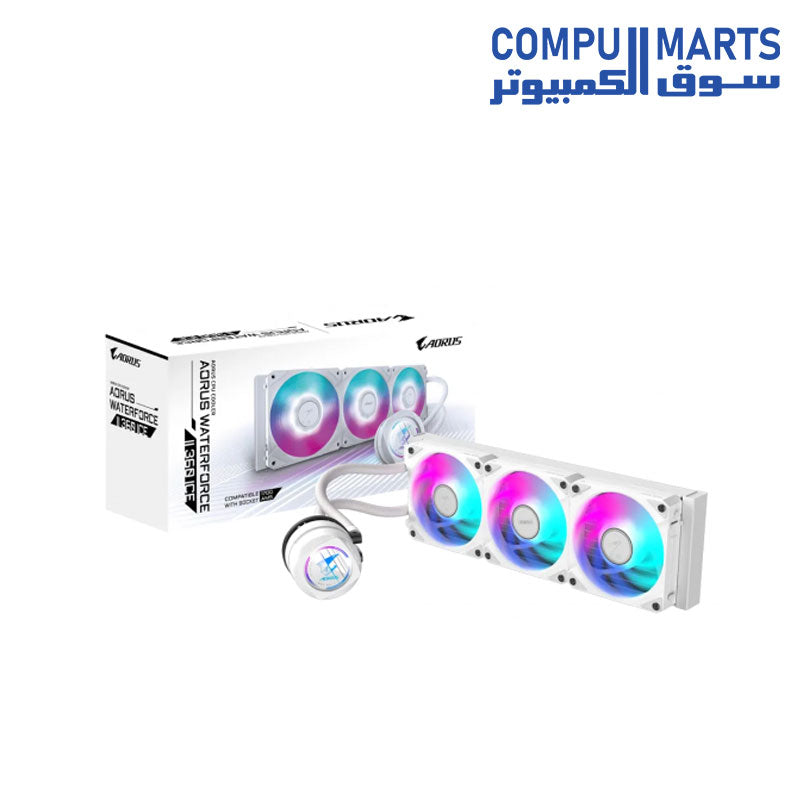 AORUS WATERFORCE II 360 ICE Liquid CPU Cooler 360mm Radiator with 3x120mm low noise ARGB Fans