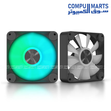 مروحة APNX FP1 140 مم ARGB بإطار سميك 30 مم، إضاءة ARGB RGB، تحكم PWM، تصميم أنيق – أبيض أو أسود
