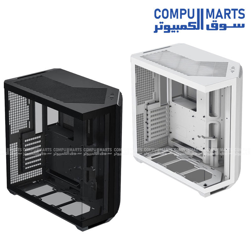 APNX V1 Mid-Tower PC Case – supports ATX, Micro-ATX, and Mini-ITX motherboards – sleek black or white design with tempered glass side panel and optimized airflow